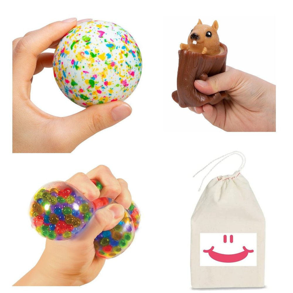 Schylling Squeeze 3 Nutty Squirrel Poppers Stress Breaker Bounce Squeezy Peezy